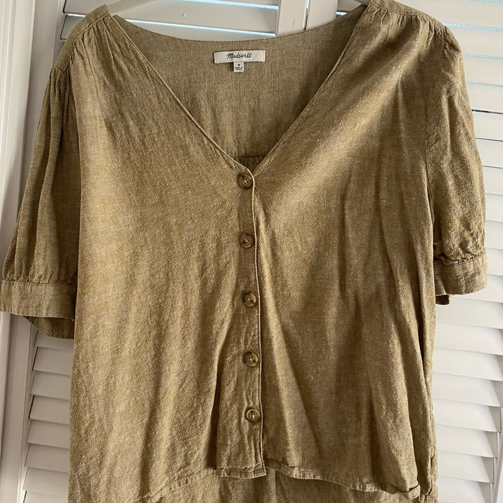 Madewell Linen-Blend Plaza Button-Front Shirt